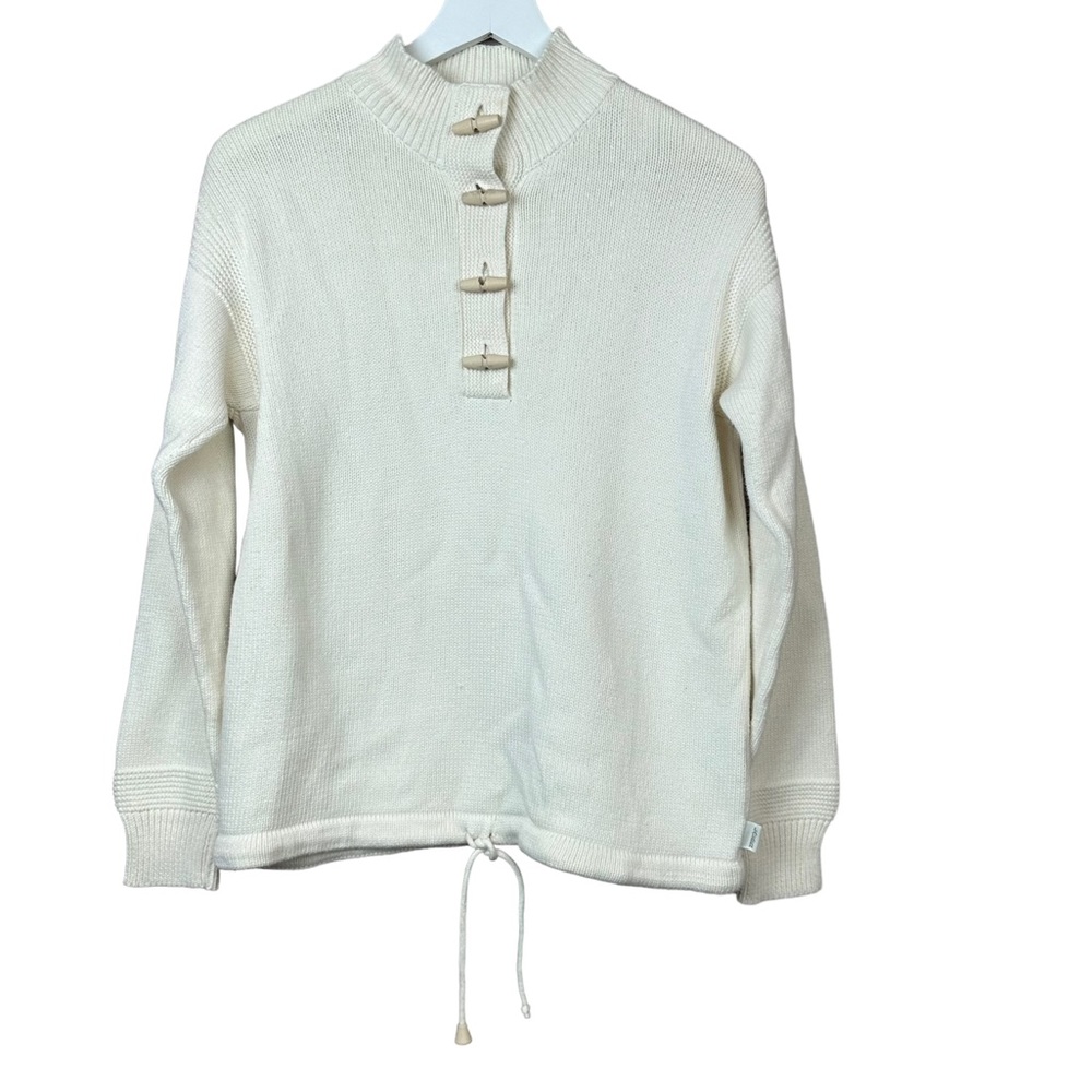 Vintage Lauren Ralph Lauren Toggle Button White Sweater Women Sz S